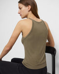 Theory Cropped Halter Tank in Ribbed Knit by Vanessa Jane