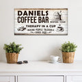 Therapy In A Cup Coffee Bar Sign by Tailored Canvases