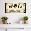 Therapy In A Cup Coffee Bar Sign by Tailored Canvases