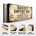 Therapy In A Cup Coffee Bar Sign by Tailored Canvases