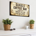 Therapy In A Cup Coffee Bar Sign by Tailored Canvases
