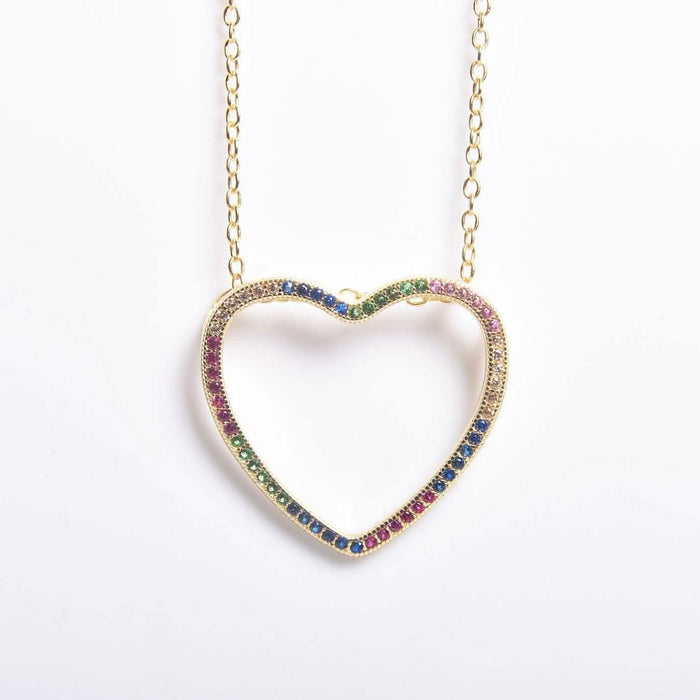 Thin Open Heart Rainbow Necklace by DailySale