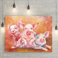 Three Baby Pigs Watercolor Canvas Wall Art by Tailored Canvases