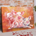 Three Baby Pigs Watercolor Canvas Wall Art by Tailored Canvases