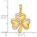 Three Leaf Clover Charm 14K Yellow Gold Pendant by Fine Color Jewels