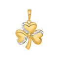 Three Leaf Clover Charm 14K Yellow Gold Pendant by Fine Color Jewels