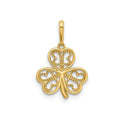 Three Leaf Clover Charm 14K Yellow Gold Pendant by Fine Color Jewels