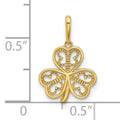 Three Leaf Clover Charm 14K Yellow Gold Pendant by Fine Color Jewels