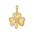 Three Leaf Clover Charm 14K Yellow Gold Pendant by Fine Color Jewels