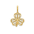 Three Leaf Clover Charm 14K Yellow Gold Pendant by Fine Color Jewels