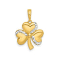 Three Leaf Clover Charm 14K Yellow Gold Pendant by Fine Color Jewels