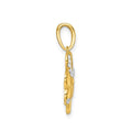 Three Leaf Clover Charm 14K Yellow Gold Pendant by Fine Color Jewels
