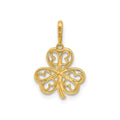 Three Leaf Clover Charm 14K Yellow Gold Pendant by Fine Color Jewels