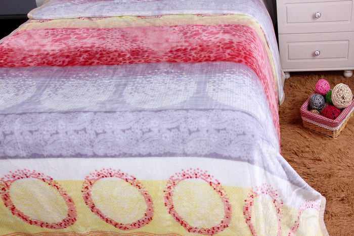 DaDa Bedding Seashore Sunny Yellow Lavender Floral Flannel Mink Fleece Throw Blanket (XY9901) by DaDalogy Bedding Collection