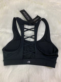 Ideology Lace-Up Back Racerback Seamless Mid-Impact Sports Bra Xs/Black by Vanessa Jane