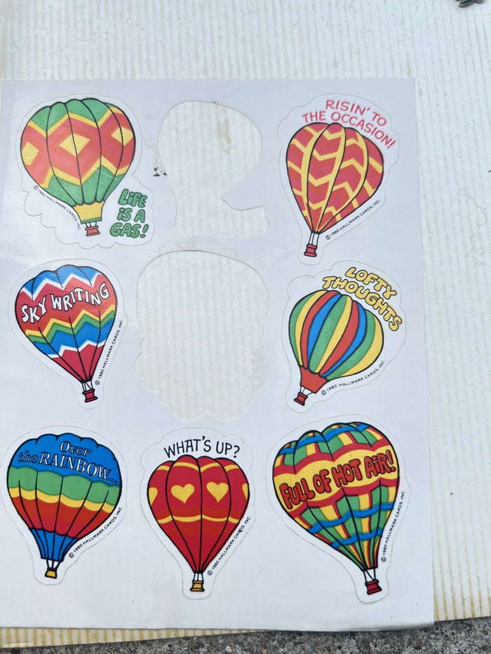 Ultra Rare Hallmark 1980s Hot Air Balloon Stickers by Vanessa Jane