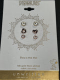 Unwritten Three Pair Silver Plated Earring Set with Rose Gold by Vanessa Jane