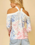 Tie Dye Sweater With Criss Cross Neckline by Boutique 23