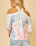 Tie Dye Sweater With Criss Cross Neckline by Boutique 23