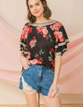 Tiered Ruffle Sleeve Floral Print Top by Boutique 23