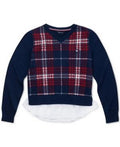Tommy Hilfiger Girls Cotton Plaid Peplum Sweater, Size 5 by Vanessa Jane