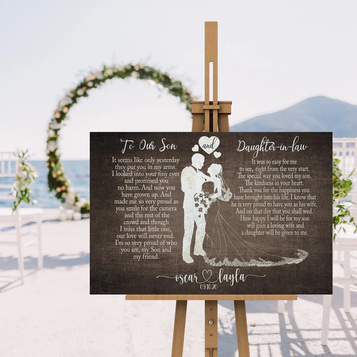 To My Son and Daughter In Law Sign by Tailored Canvases