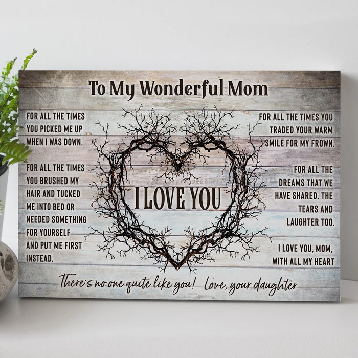 To My Wonderful Mom Happy Mother's Day Sign by Tailored Canvases