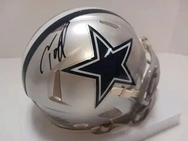 Tony Pollard Cowboys Signed Mini Helmet (PAAS COA) by Price Is Right Miami