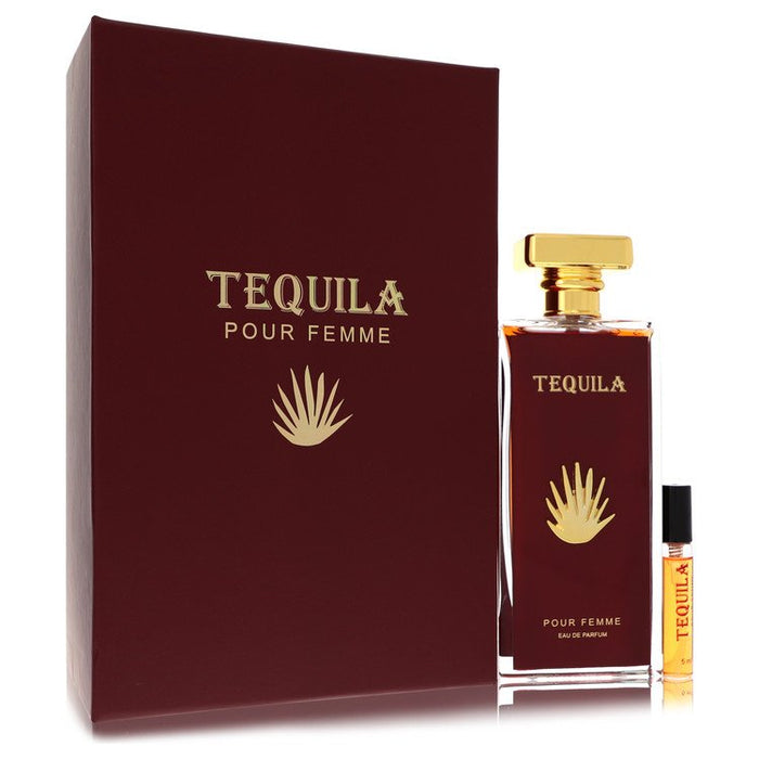 Tequila Pour Femme Red by Tequila Perfumes Eau De Parfum Spray + Free .17 oz Mini EDP Spray 3.3 oz for Women by Avera Group