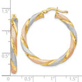 Tri-color Hinged Hoop Silver Earrings by Fine Color Jewels
