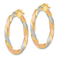 Tri-color Hinged Hoop Silver Earrings by Fine Color Jewels