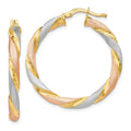 Tri-color Hinged Hoop Silver Earrings by Fine Color Jewels