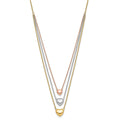 Tri-color Three Hearts 14K Gold Layered Cable Chain Necklace by Fine Color Jewels