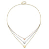 Tri-color Three Hearts 14K Gold Layered Cable Chain Necklace