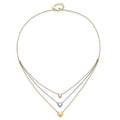 Tri-color Three Hearts 14K Gold Layered Cable Chain Necklace by Fine Color Jewels