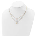 Tri-color Three Hearts 14K Gold Layered Cable Chain Necklace by Fine Color Jewels