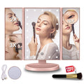 Tri-fold Vanity Makeup LED USB Touch Screen 10X Magnifing Mirror by DailySale