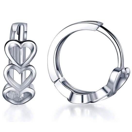 Tri Heart Petite Huggie Earrings by DailySale