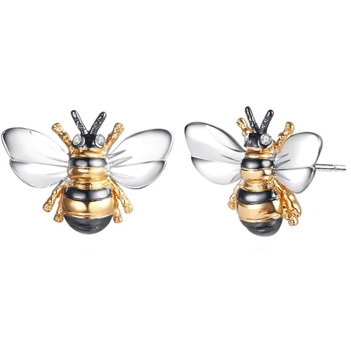 Tri-Tone Bumble Bee Stud Earrings Made with Swarovski Elements by DailySale