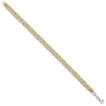 Tri-Tone Gold Plated Silver 3-Strand Diamond-Cut Bead & Twisted Fancy Link Lobster Clasp Chain Bracelet by Fine Color Jewels