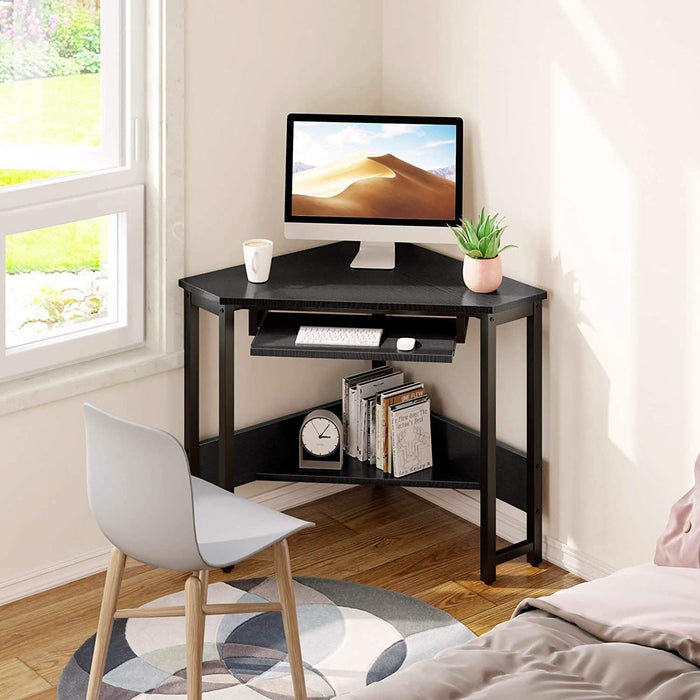 Triangle Computer Desk, Smooth Keyboard Tray& Storage Shelves by DailySale