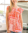Tribal Printed Sleeveless Top - Pink