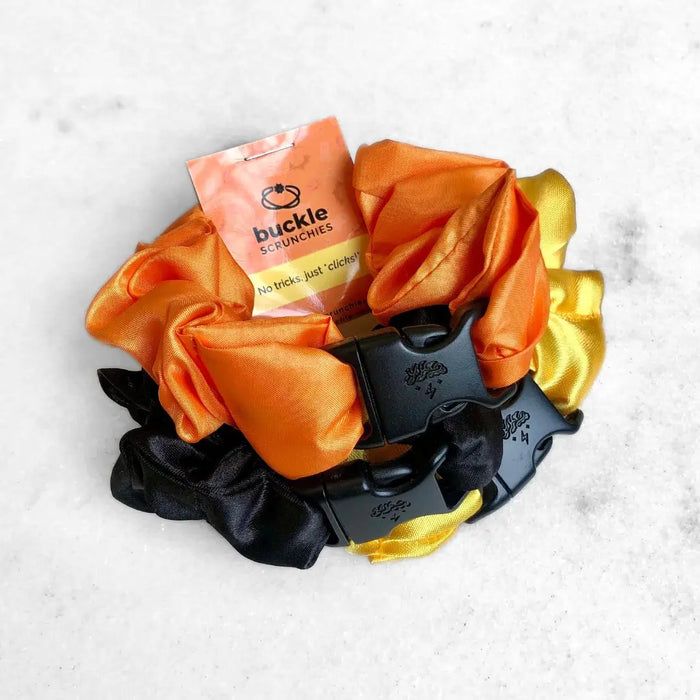 Trick or Treat Halloween Bundle - 3-Pack Fall Buckle Scrunchies - No Snagging, No Tangles by Buckle Scrunchies by RE.STATEMENT