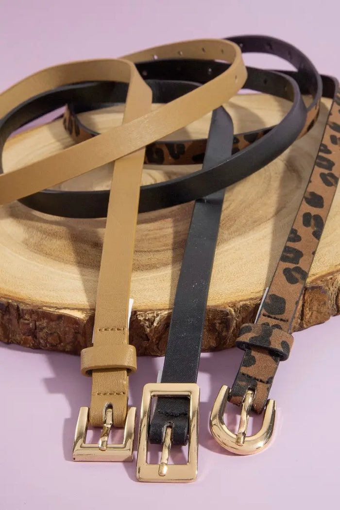 Triple Skinny Vegan Leather Belt by Boutique 23