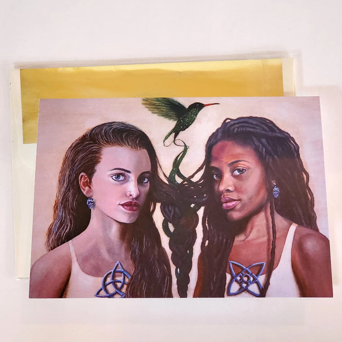 'TRIQUETRA AND AKOMA NTOASO' S. Ross Browne Greeting Card: 5x7 Frame Ready by Adiva Naturals