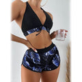 Tropical Print Halter Bikini Swimsuit with Swim Short by DailySale