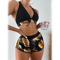 Tropical Print Halter Bikini Swimsuit with Swim Short by DailySale