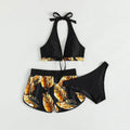 Tropical Print Halter Bikini Swimsuit with Swim Short by DailySale
