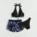 Tropical Print Halter Bikini Swimsuit with Swim Short by DailySale