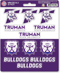 Truman State University Bulldogs 12-Piece Mini Decal Sticker Set, 5x6 Inch Sheet, Gift for football fans for any hard surfaces around home, automotive, personal items by Fielders Choice